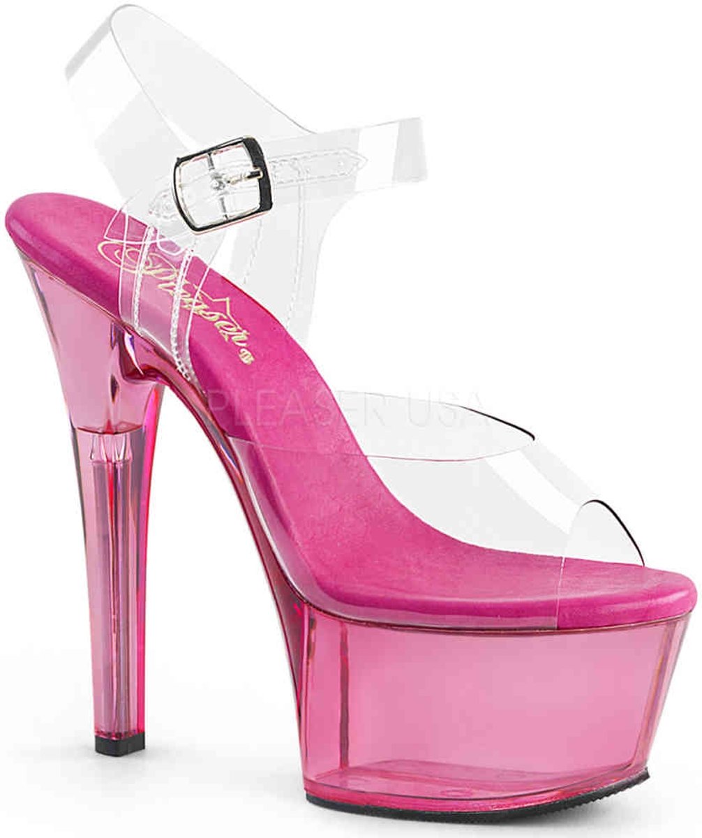 EU 38 = US 8 | ASPIRE-608T | 6 Heel, 2 1/4 Tinted PF Ankle Strap Sandal